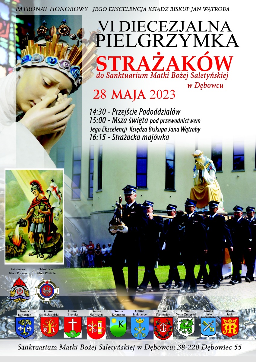plakat VI Diecezjalnej Pielgrzymki Strażaków do Dębowca